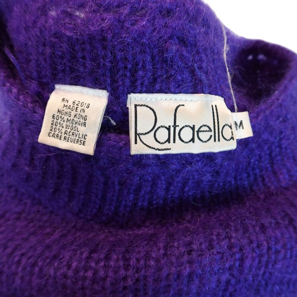 Vintage RAFAELLA Fuzzy Mohair Blend Chunky Knit Pullover Sweater Size M Purple - Picture 6 of 6
